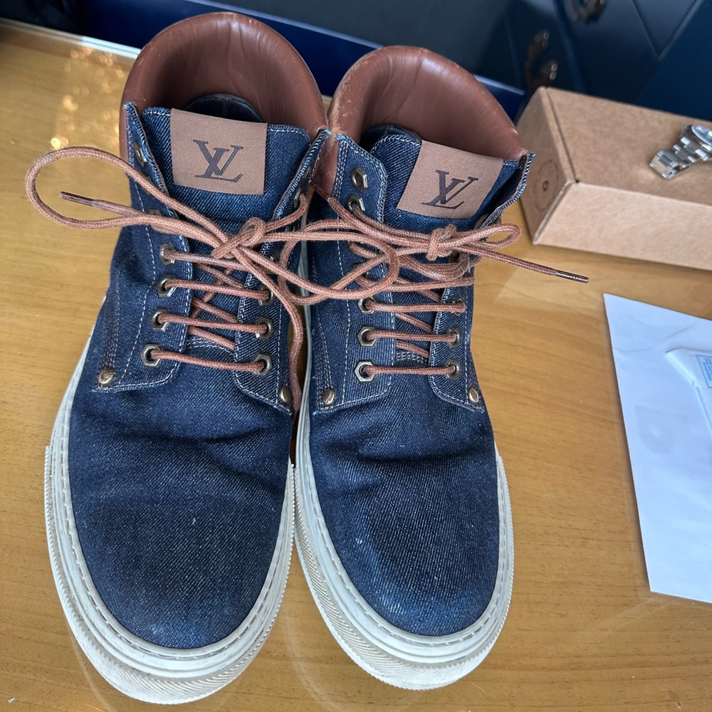 LOUIS VUITTON denim and leather sneakers (RARE!) - Picture 1 of 8